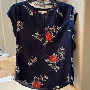Fun2fun blue blouse with floral pattern